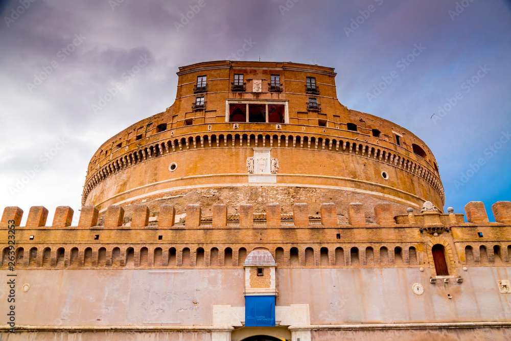 Castel Sant'Angelo, medieval castle along the Tiber River in Rome, Italy