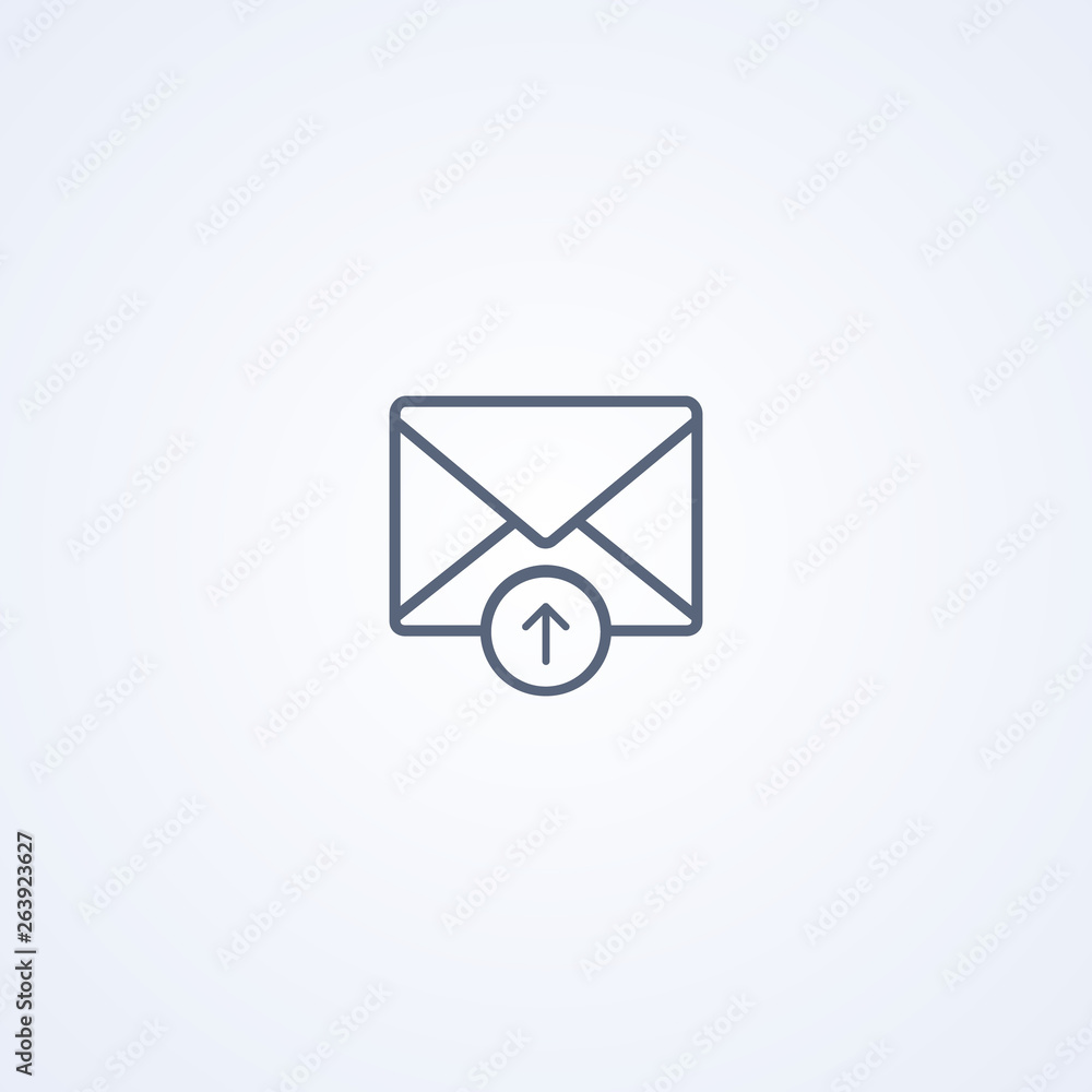 Raise up email, vector best gray line icon Raise up email, vector best gray line icon