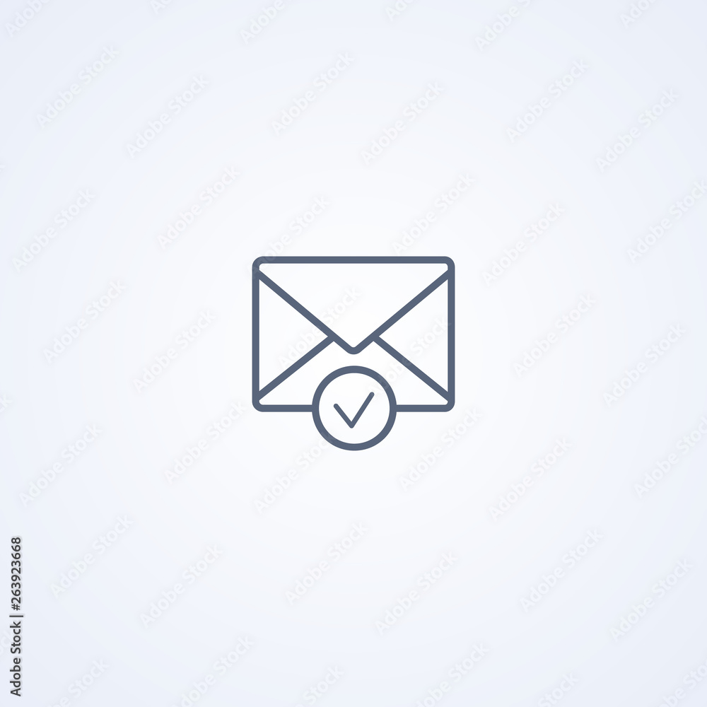 Selected email, vector best gray line icon Selected email, vector best gray line icon