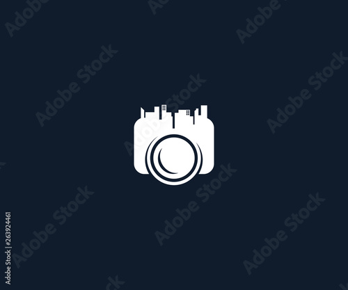 city photography logo design template. camera and city icon 