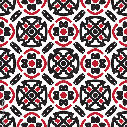 Seamless pattern with colorful geometric ornament.