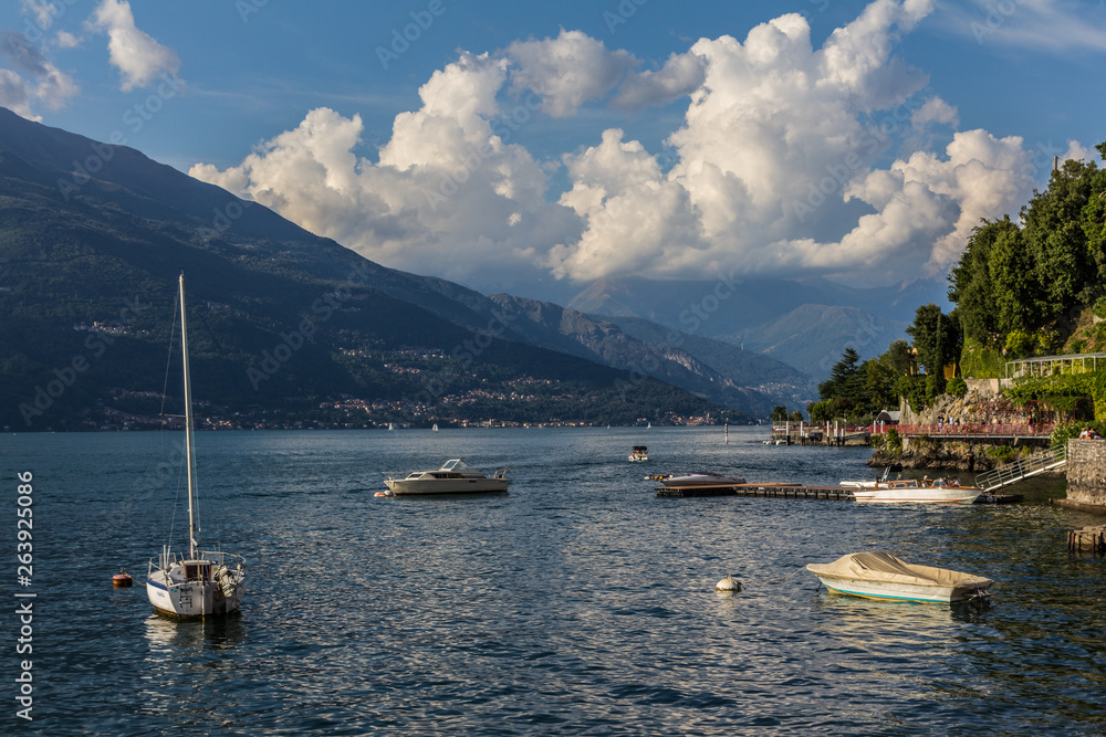 Panoramic view of the varenna lakeside, Italy, como lake