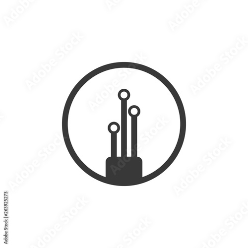 Optic or Fiber cable icon. Symbol of technology, data traffic, and repair solutions.