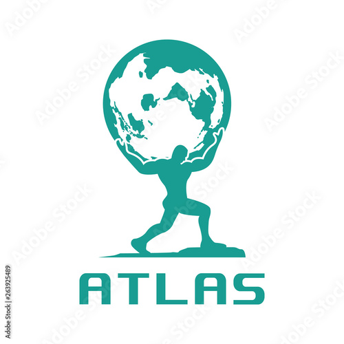 atlas with globe logo vector. atlas, world, globe, earth, logo, people, strong, activity, body, business, champion, company, concept, consulting