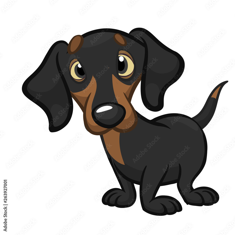 Cartoon Cute Dachshund Dog. Vector Illustration