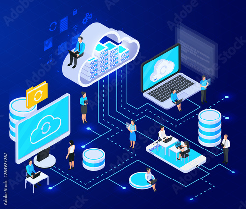 Cloud Networking Isometric Composition