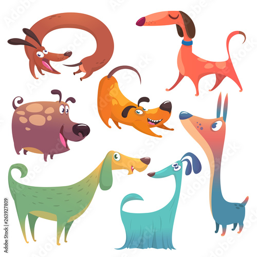 Cartoon dogs set. Vector illustrations of dogs  isolated