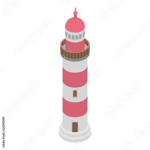 Lighthouse icon. Isometric of lighthouse vector icon for web design isolated on white background