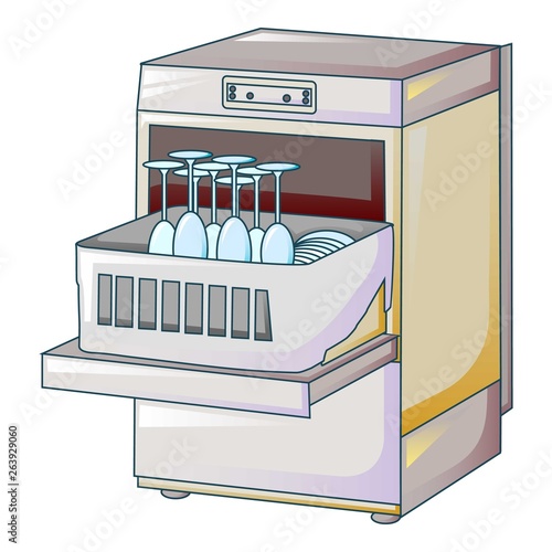 Dishwasher machine icon. Cartoon of dishwasher machine vector icon for web design isolated on white background