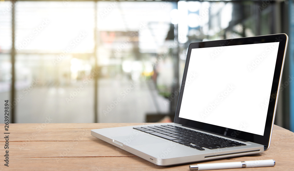 Desk Laptop with blank screen Desk Laptop with blank screen