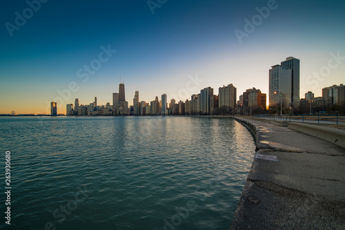 Obraz na płótnie Chicago Sunset Cityscape w salonie