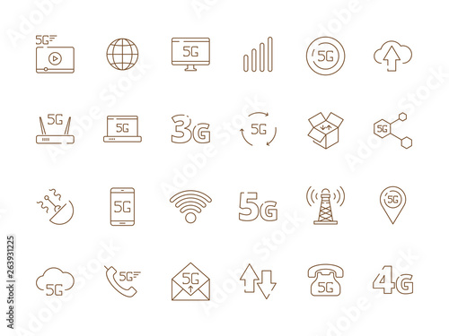 5g icons. Internet mobile safety wireless 4g signal telecommunication new technology free wifi vector symbols. Illustration of free wireless signal, internet connect 4g and 5g