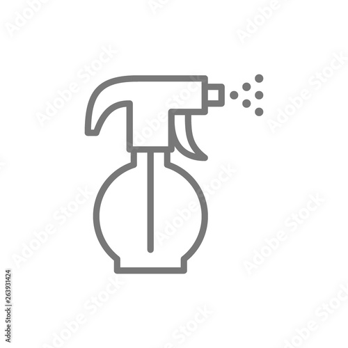 Sprayer, sprinkler, water spray bottle line icon.