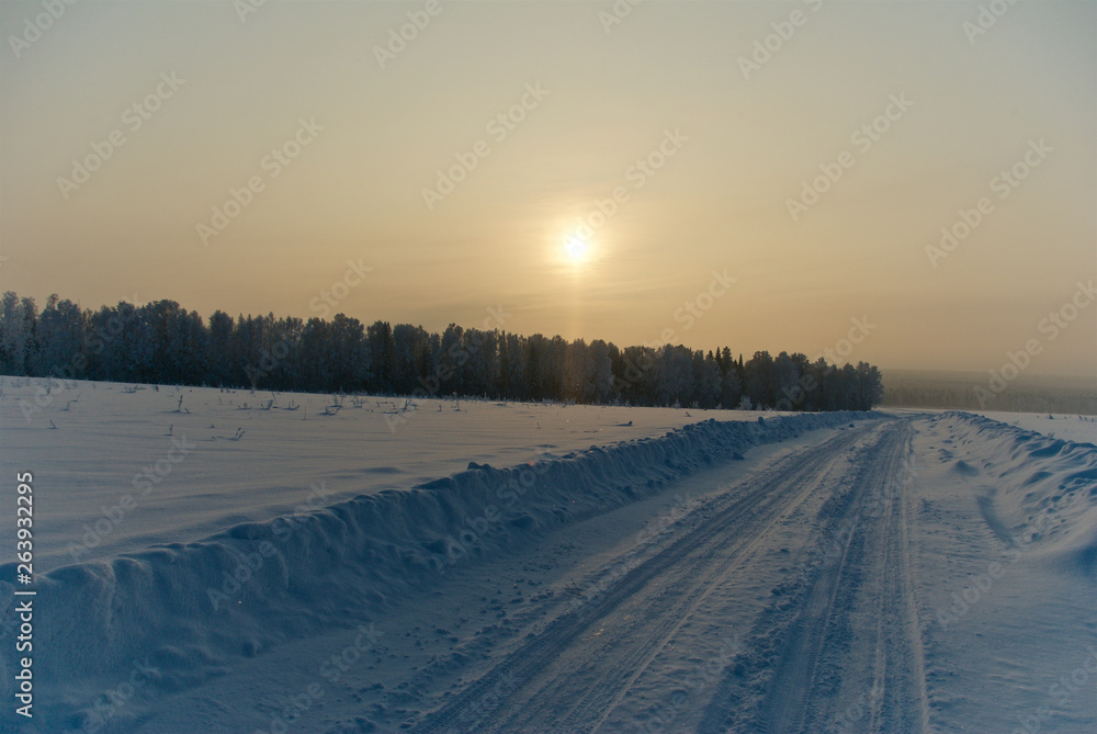 Fototapeta premium Winter rural road