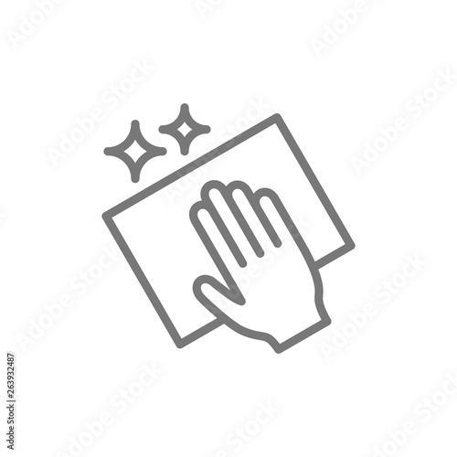 Cleaning with rag line icon.