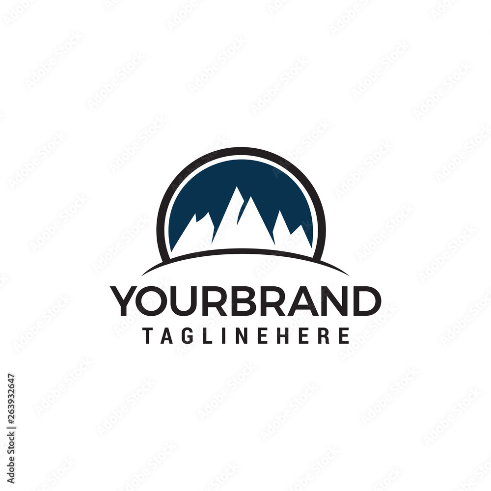 Mountain circle logo design concept template vector