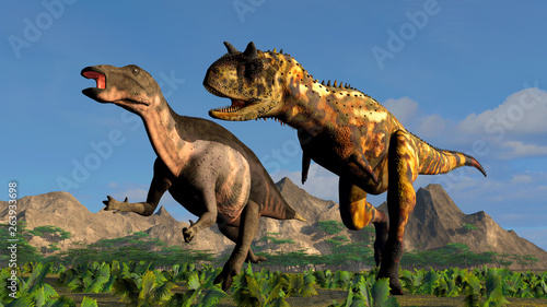 The image of a predatory dinosaur 3D illustration