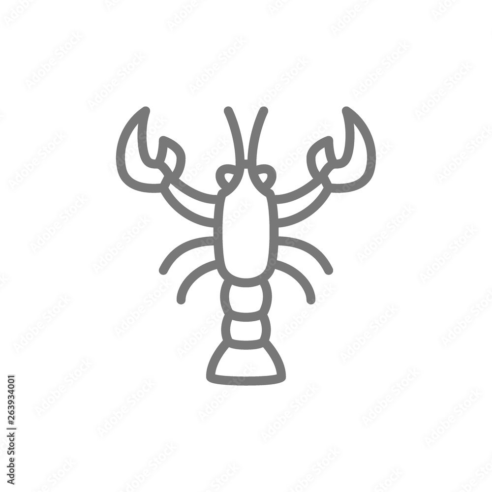Crayfish, crawfish, lobster line icon.