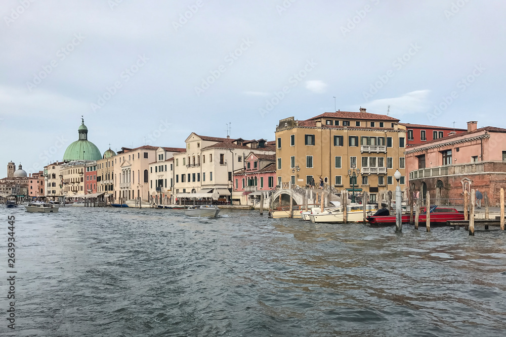 Venice. Cityscape image of Grand Canal in Venice, with Santa Maria della Salute Basilica in the background