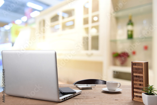 Wallpaper Mural Desk Workplace with notebook laptop Torontodigital.ca