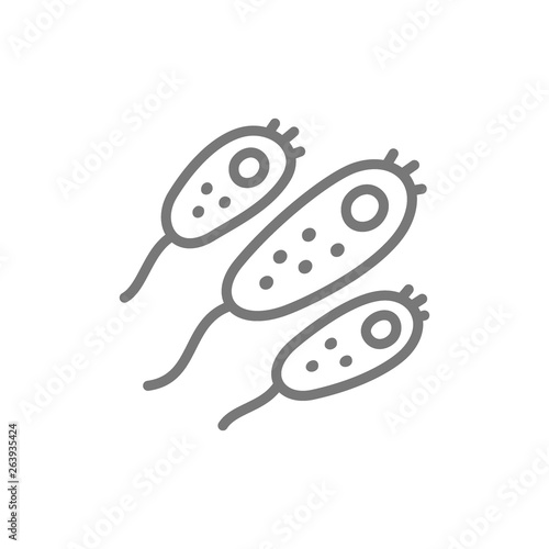 Probiotic, bacteria, germ line icon.