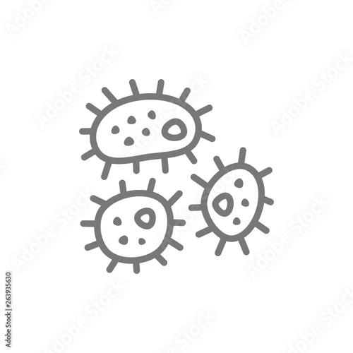 Microbe, bacteria line icon.