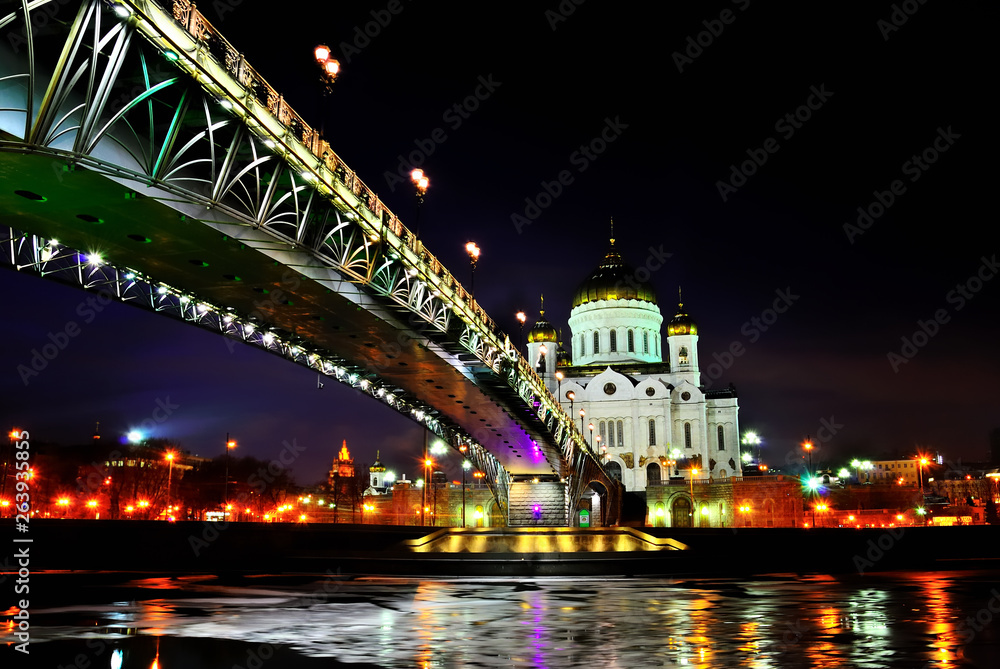 church christ saviour moscow russia night ladnscape