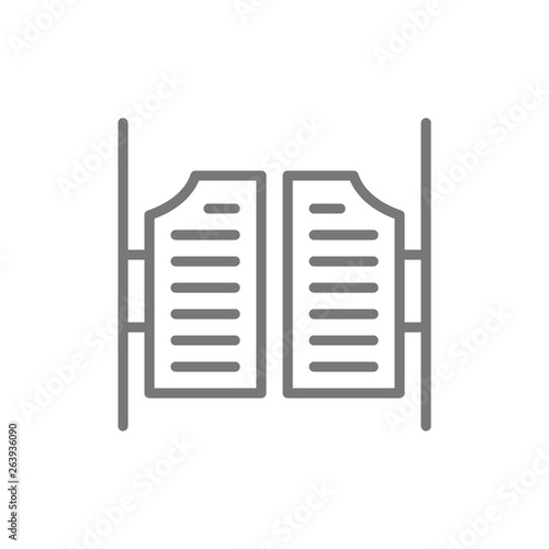 Saloon door line icon.