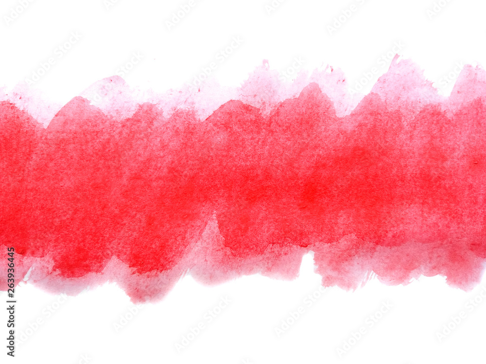 Abstract watercolor on white background. Red watercolor scribble texture. Red abstract watercolor background. It is a hand drawn.