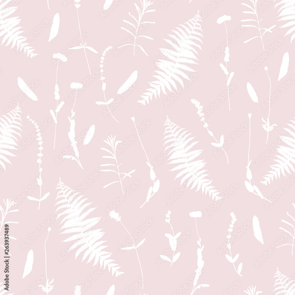 Floral background. Vector seamless pattern with hand - drawn poppies, lavender flowers and fern leaves. Floral background. Vector seamless pattern with hand - drawn poppies, lavender flowers and fern leaves.