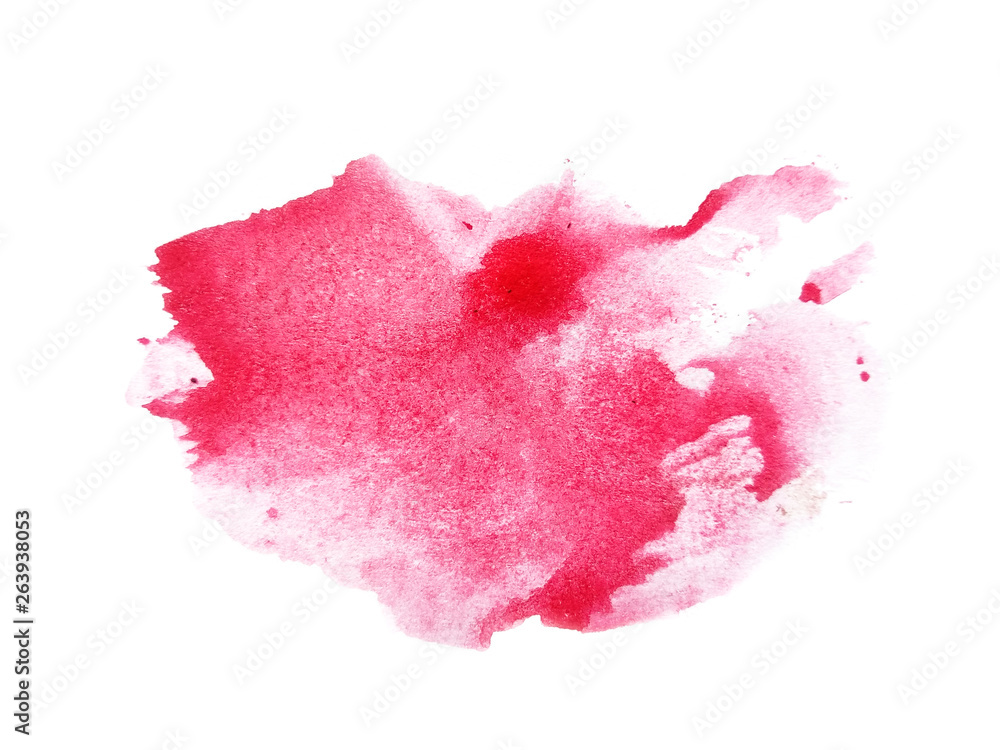 Abstract watercolor on white background. Red watercolor scribble texture. Red abstract watercolor background. It is a hand drawn.