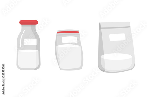vector illustration bottle and plastic bag for milk , safety place to keep breast milk longer. 