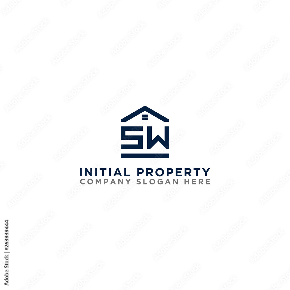 Logo template vector Design, property, real estate with the initials SW - Vector Logo template vector Design, property, real estate with the initials SW - Vector