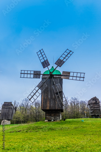 windmills in the field at spring