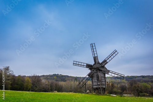 windmill in the field at spring