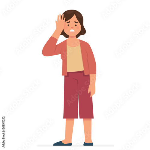 woman surprised with hand on head for mistake, woman forgot something with hand on her had