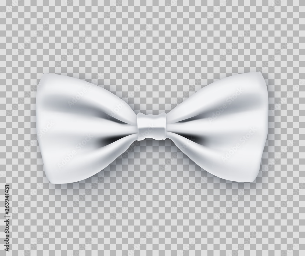 Elegance white satin bow with ribbon isolated Vector Image