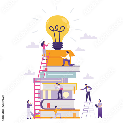 online learning concept idea, online class and teamwork business building new idea