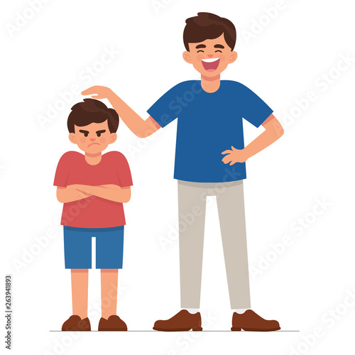 old brother annoy his younger brother because too short, tall brother and short brother