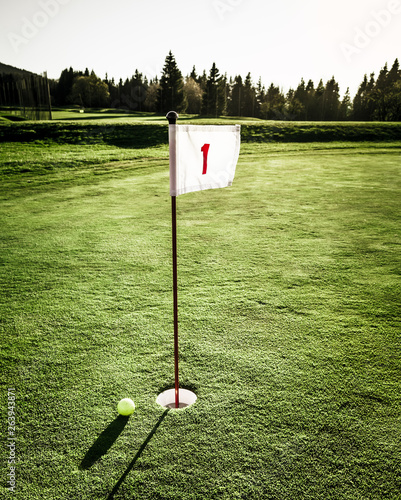 A hit on the golf course is associated with precision, wealth and practice. Characteristics which are important topics in the management and which are also transferred with this picture.