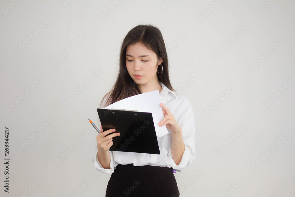 Portrait of thai adult working women white shirt working Portrait of thai adult working women white shirt working