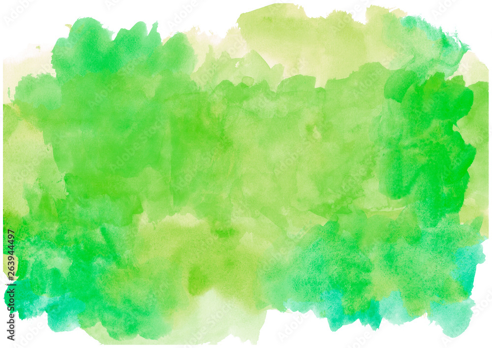 green watercolor abstract background.Watercolor gradient spots.Banner for advertising and text design