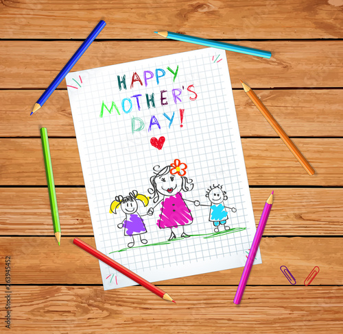Happy Mothers Day Greeting Card. Son, Daughter