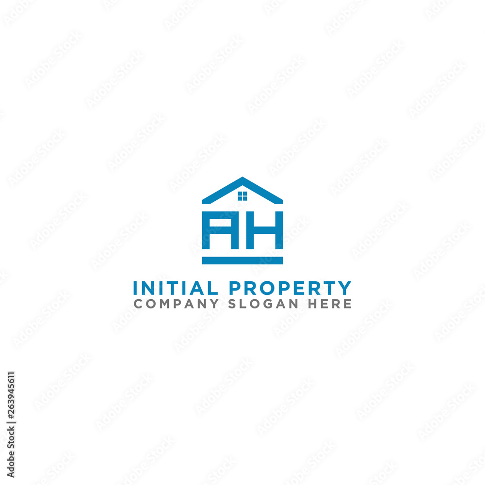Logo vector template Design, property, real estate with the initials AH - Vector