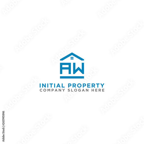 Logo template vector Design, property, real estate with the initials AW - Vector