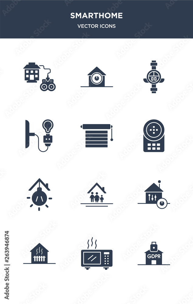 12 smarthome vector icons such as gdpr, heat leak, heating, home automation, household contains illumination, intercom, jalousie automation, light, meter, power button icons 12 smarthome vector icons such as gdpr, heat leak, heating, home automation, household contains illumination, intercom, jalousie automation, light, meter, power button icons