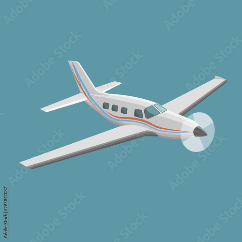 Small plane vector illustration. Single engine propelled aircraft.
