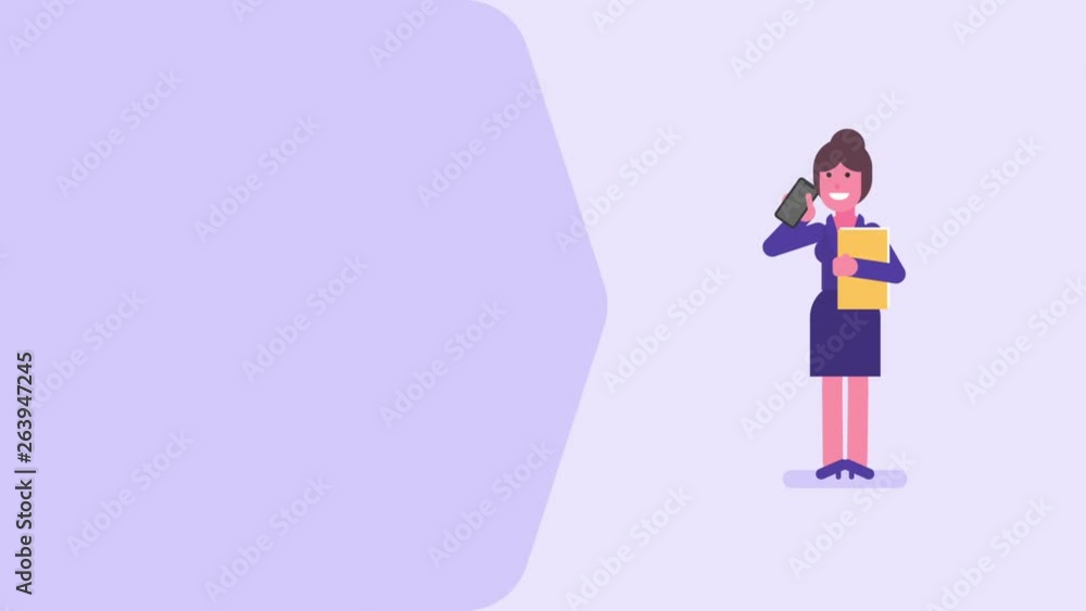 Business woman holds folder and speaks into phone. Video concept Business woman holds folder and speaks into phone. Video concept