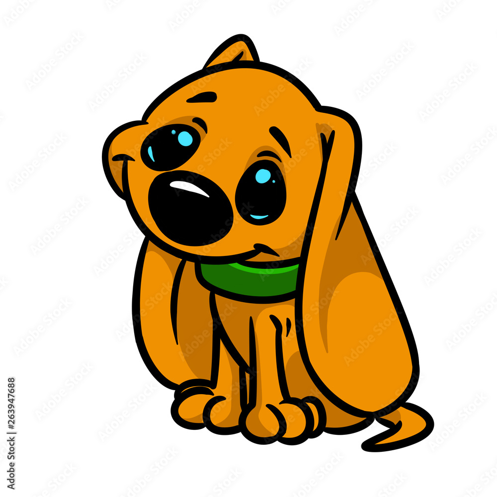 Little dog animal character cartoon illustration isolated image