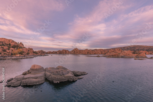 Scenic Watson lake Prescott Arizona at Sunset